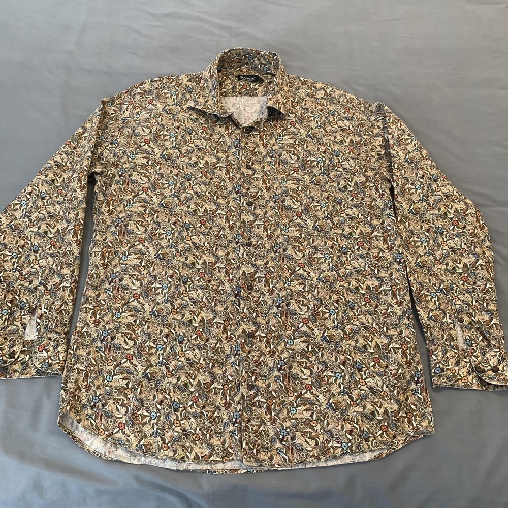St Croix Shirt Mens XL Multicolor Paisley Long Sleeve‎ Button Front Casual Italy